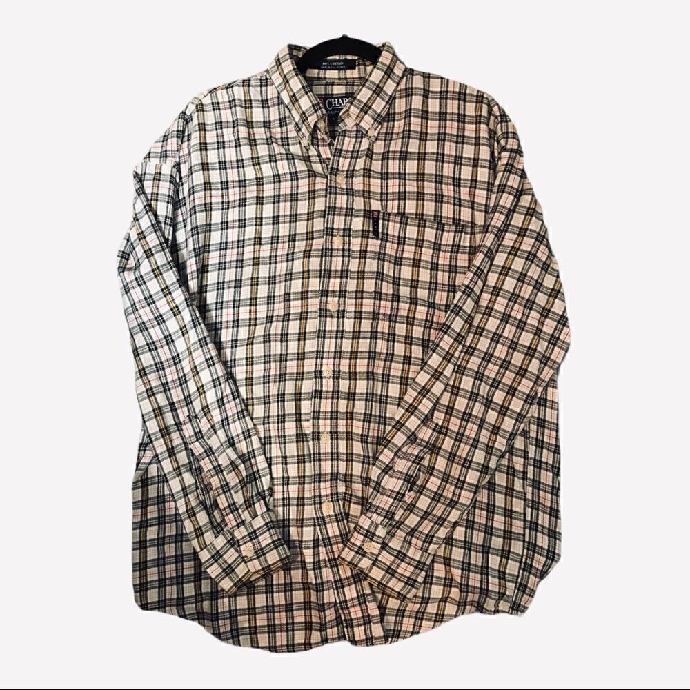 Chaps plaid light flannel type button down shirt